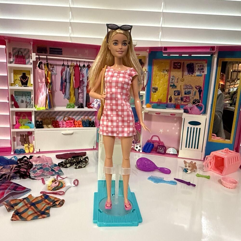 Huge Barbie® Dream Closet™ with Blonde Barbie® Doll and 80 Barbie accessories!